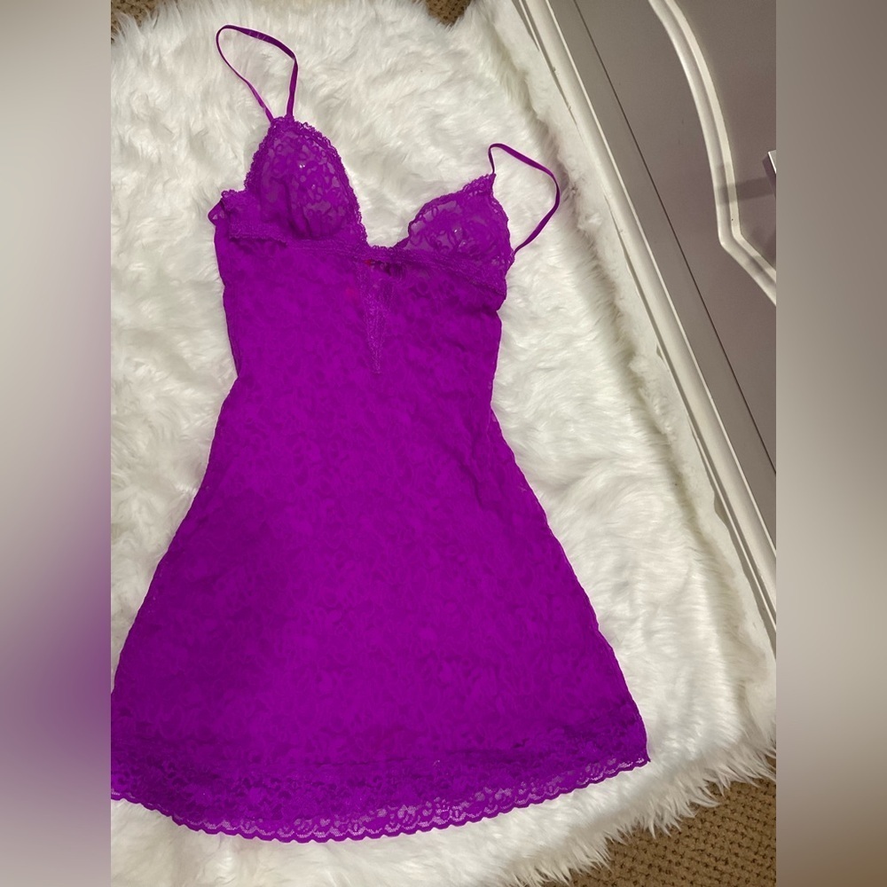 Victorias Secret The Lacie Collection Purple Lace Slip
